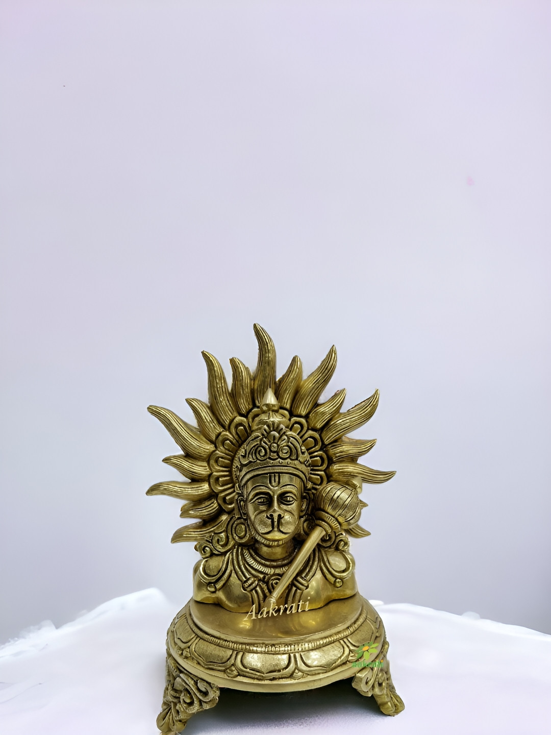 Aakrati Hanuman Bust Yellow Brass Metallic Prayer Room Medium Showpiece - 10 Inches