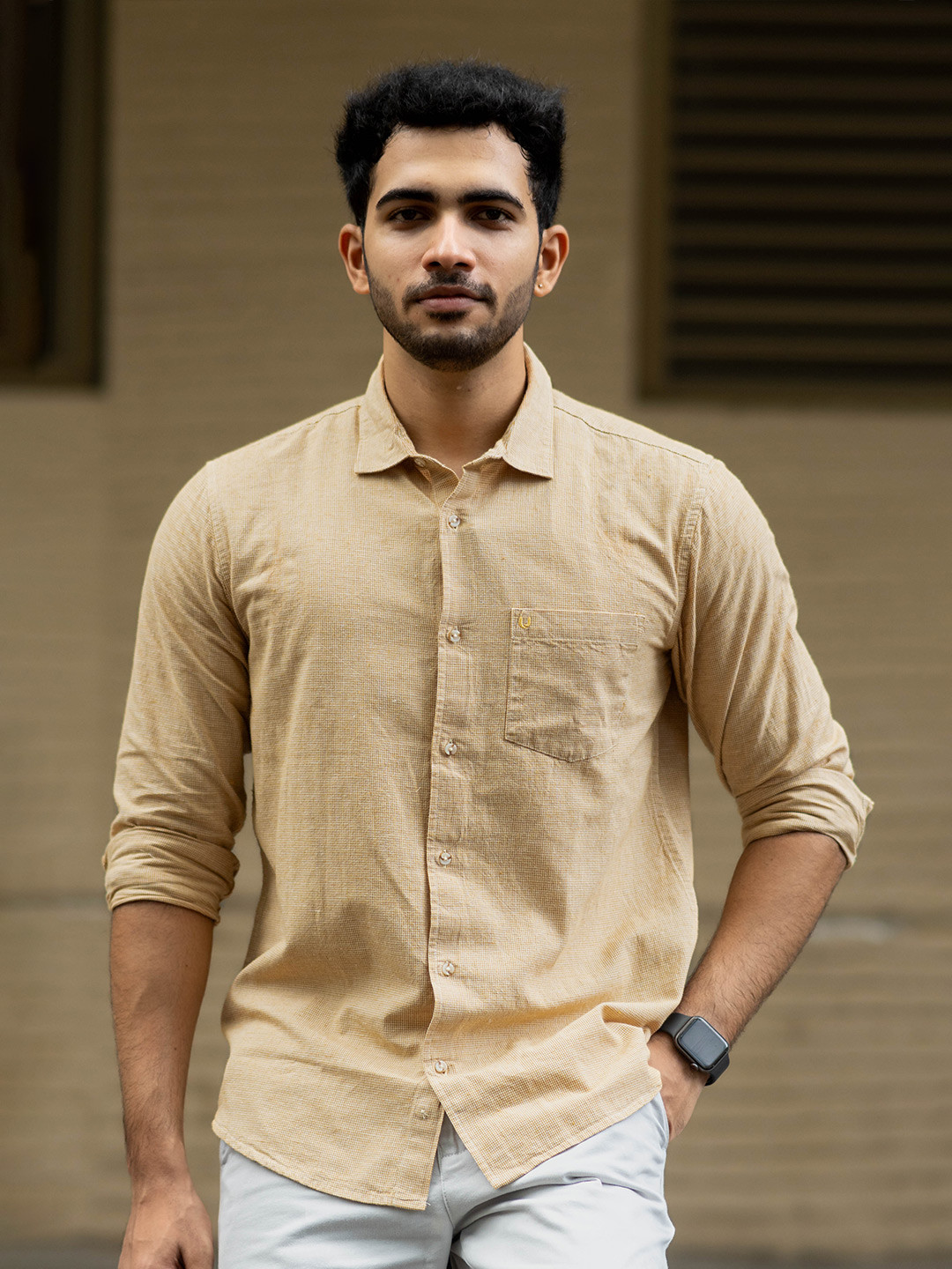 URBARO Smart Self Design Slim Fit Cutaway Collar Long Sleeves Cotton Casual Shirt