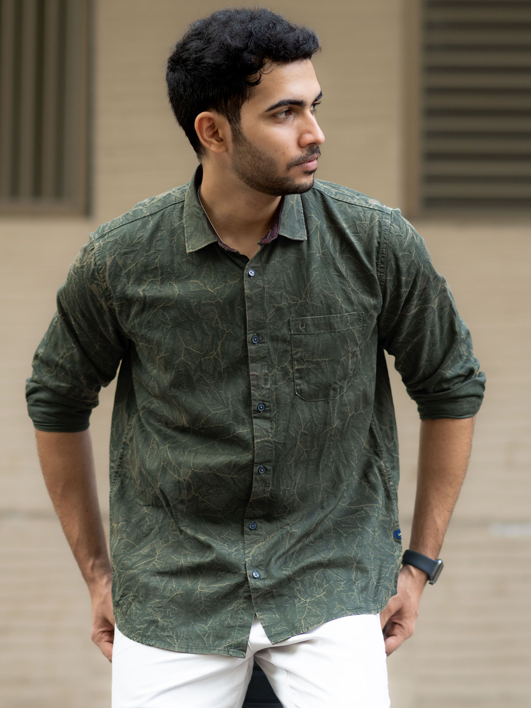 URBARO Smart Slim Fit Textured Cotton Casual Shirt