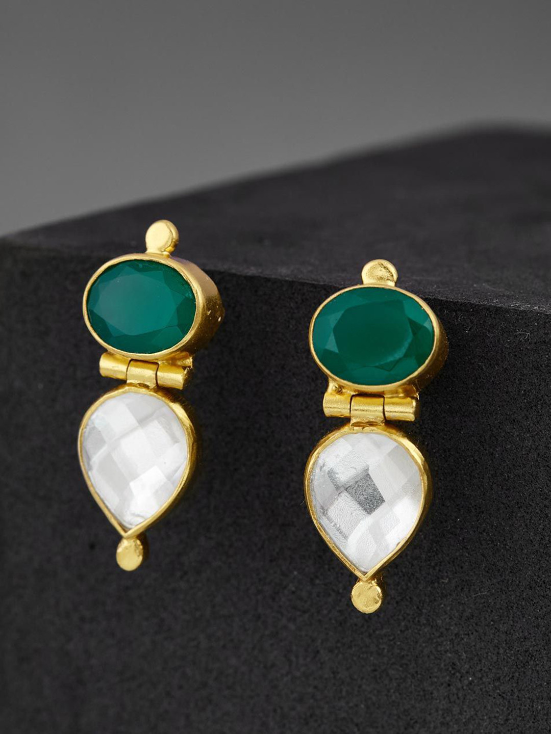Fabindia Stone Studded Contemporary Drop Earrings