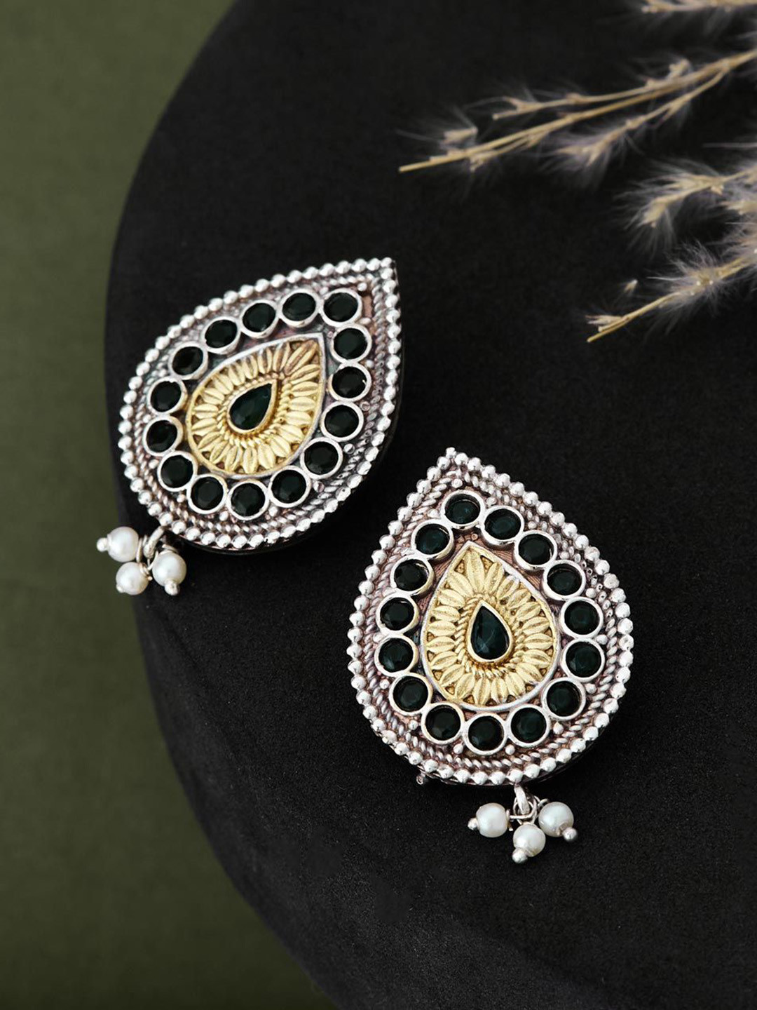 Fabindia Stones Studded Contemporary Drop Earrings