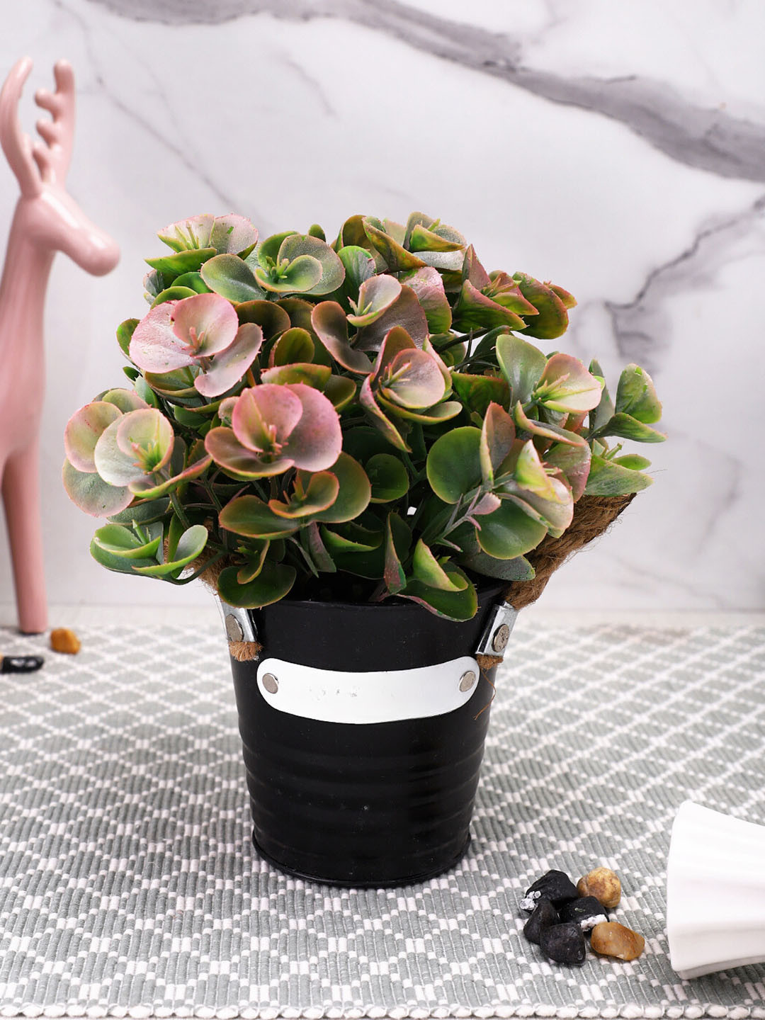 TAYHAA Green & Black Eucalyptus Artificial Plant With Pot
