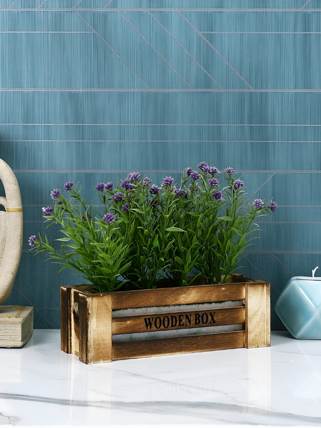 TAYHAA Purple Rosmarinus Artificial Plant With Pot