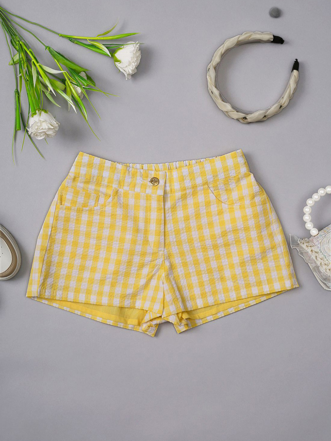 One Friday Girls Checked Regular Fit Hot Pants Shorts