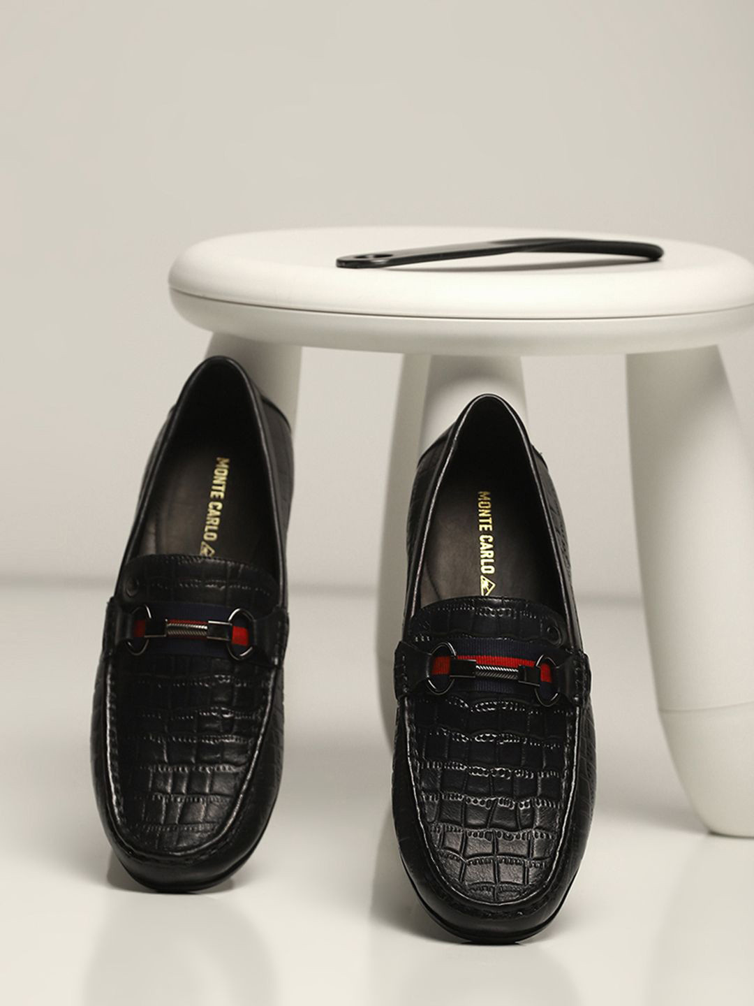 Monte Carlo Men Textured Leather Horsebit Loafers