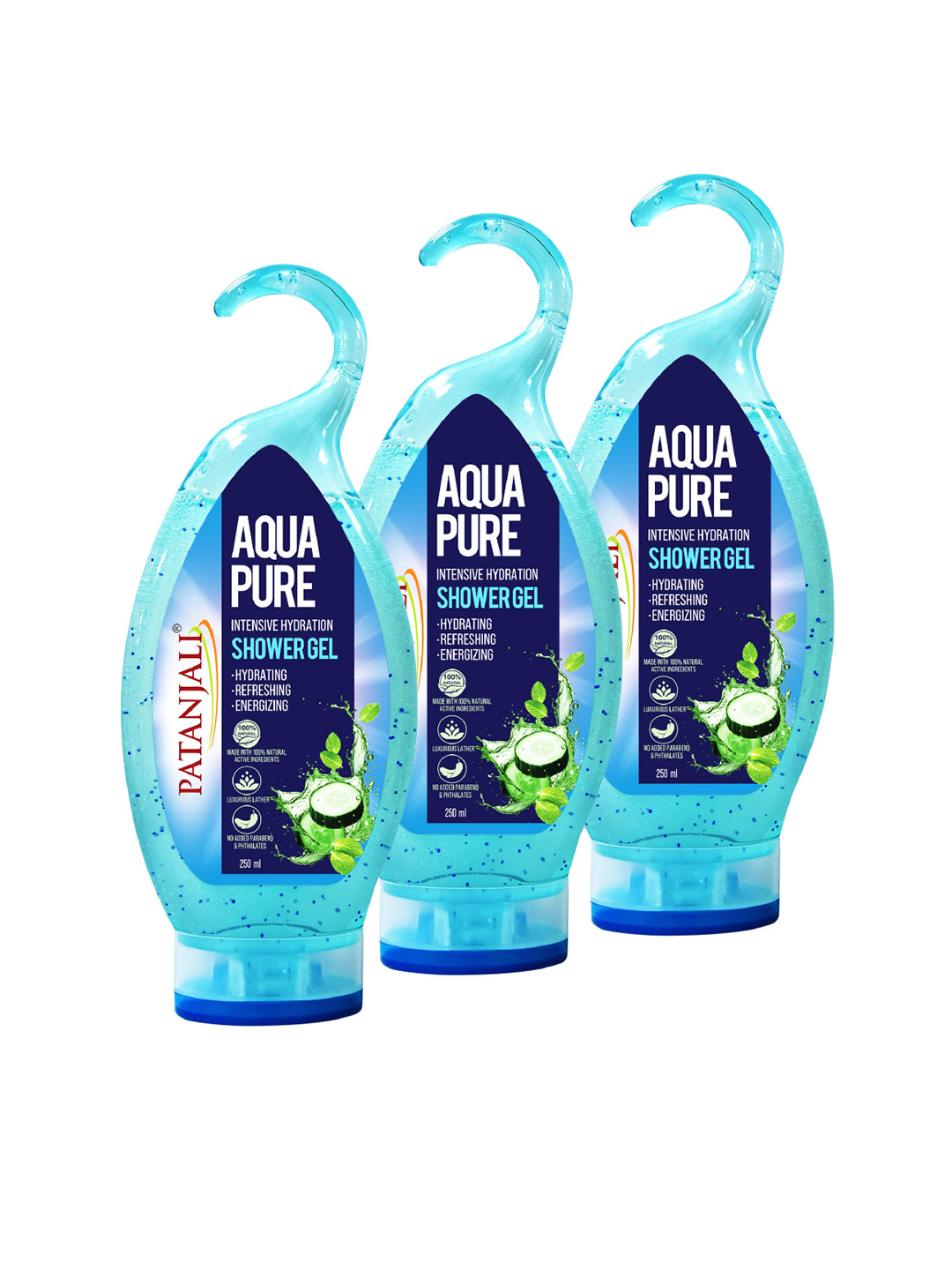 Patanjali Set of 3 Aqua Pure Intensive Hydration Shower Gel - 250 ml Each