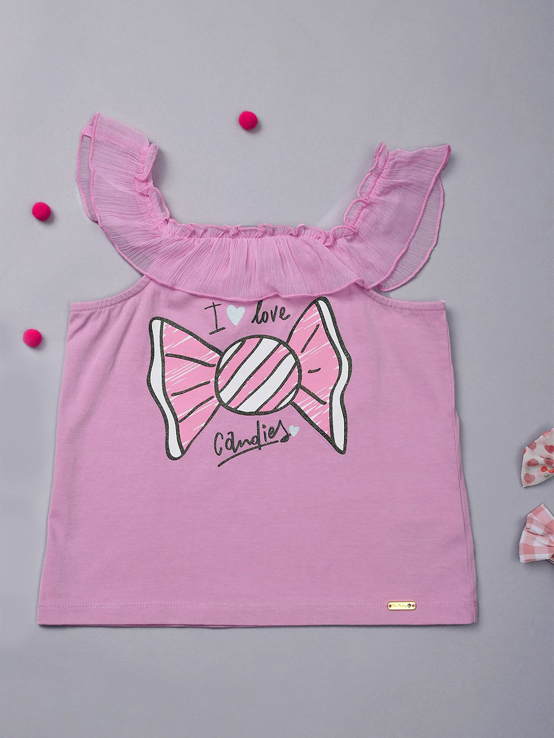 One Friday Graphic Printed Bardot Top