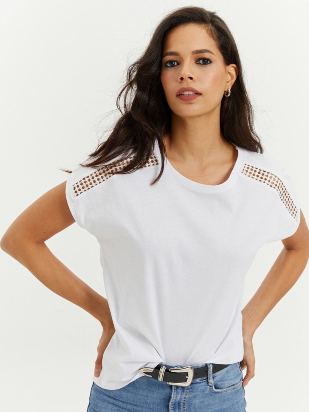 Cool & Sexy Women Solid Round Neck T-shirt