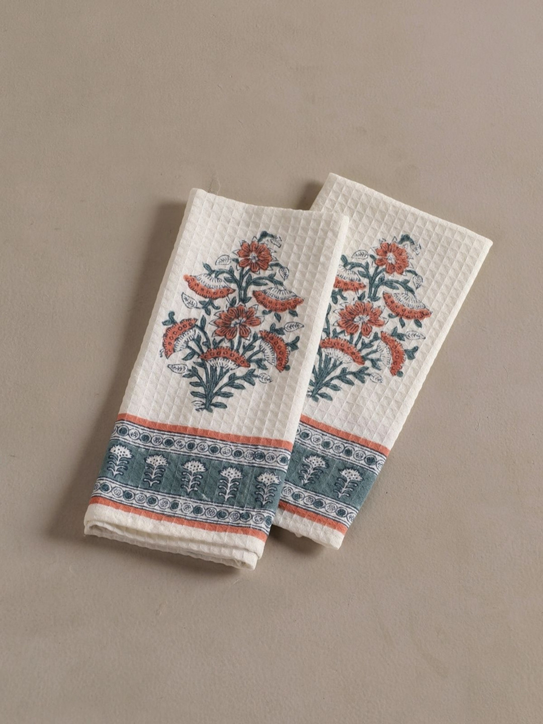 Peepul Tree 2 pcs Cotton Hand & Bath Waffle Towel Set