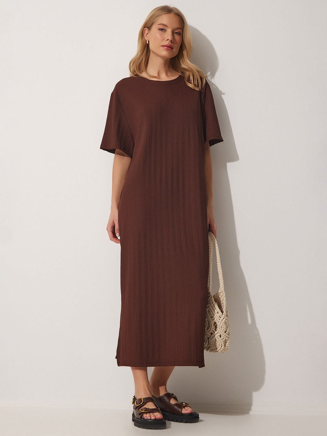 Happiness istanbul Brown T-shirt Midi Dress