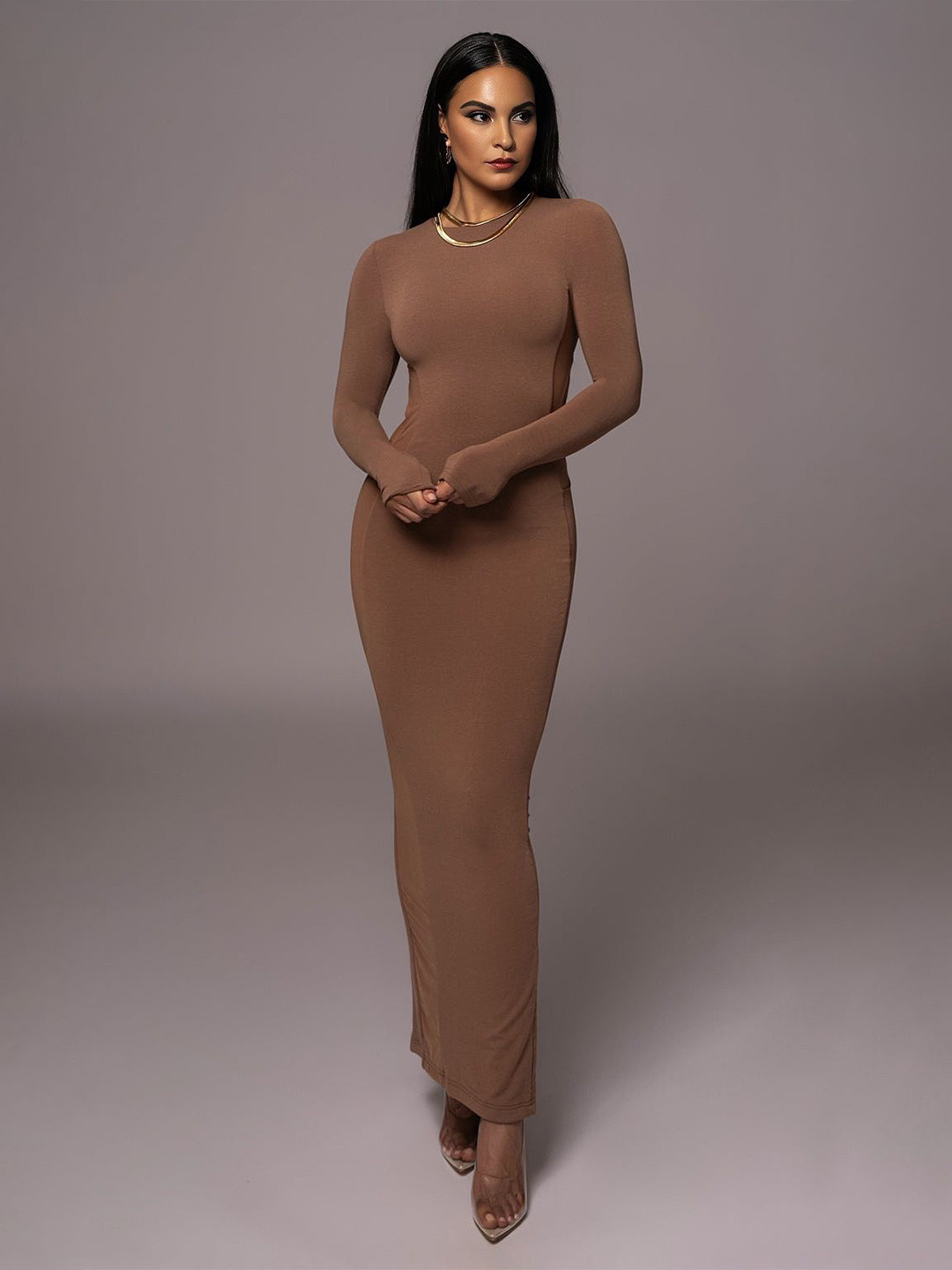 Bee Boe Pecan Elegance Maxi Dress for Women