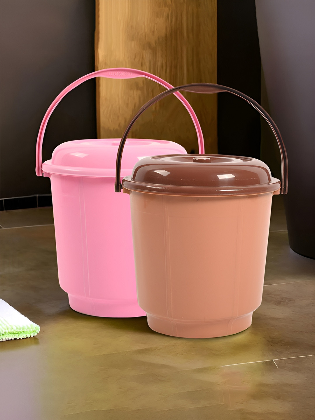Kuber Industries Pink 2 Pieces Buckets With Lids 18 L Each