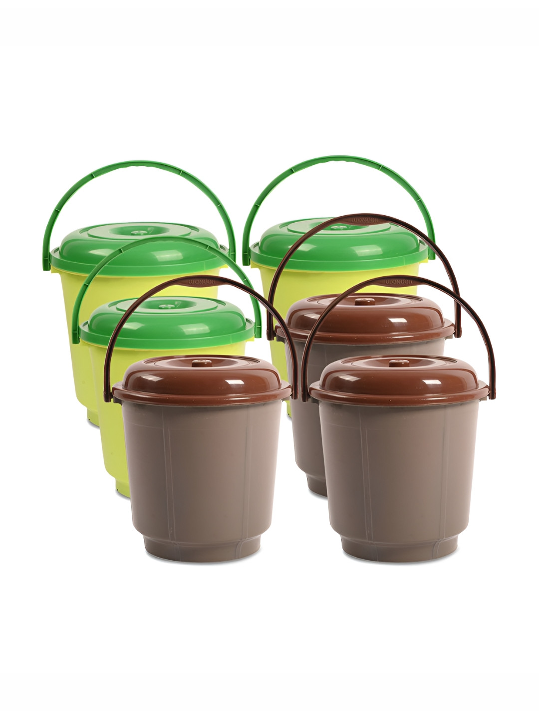 Kuber Industries Green & Brown 6 Pieces Bucket with Lid 18 L