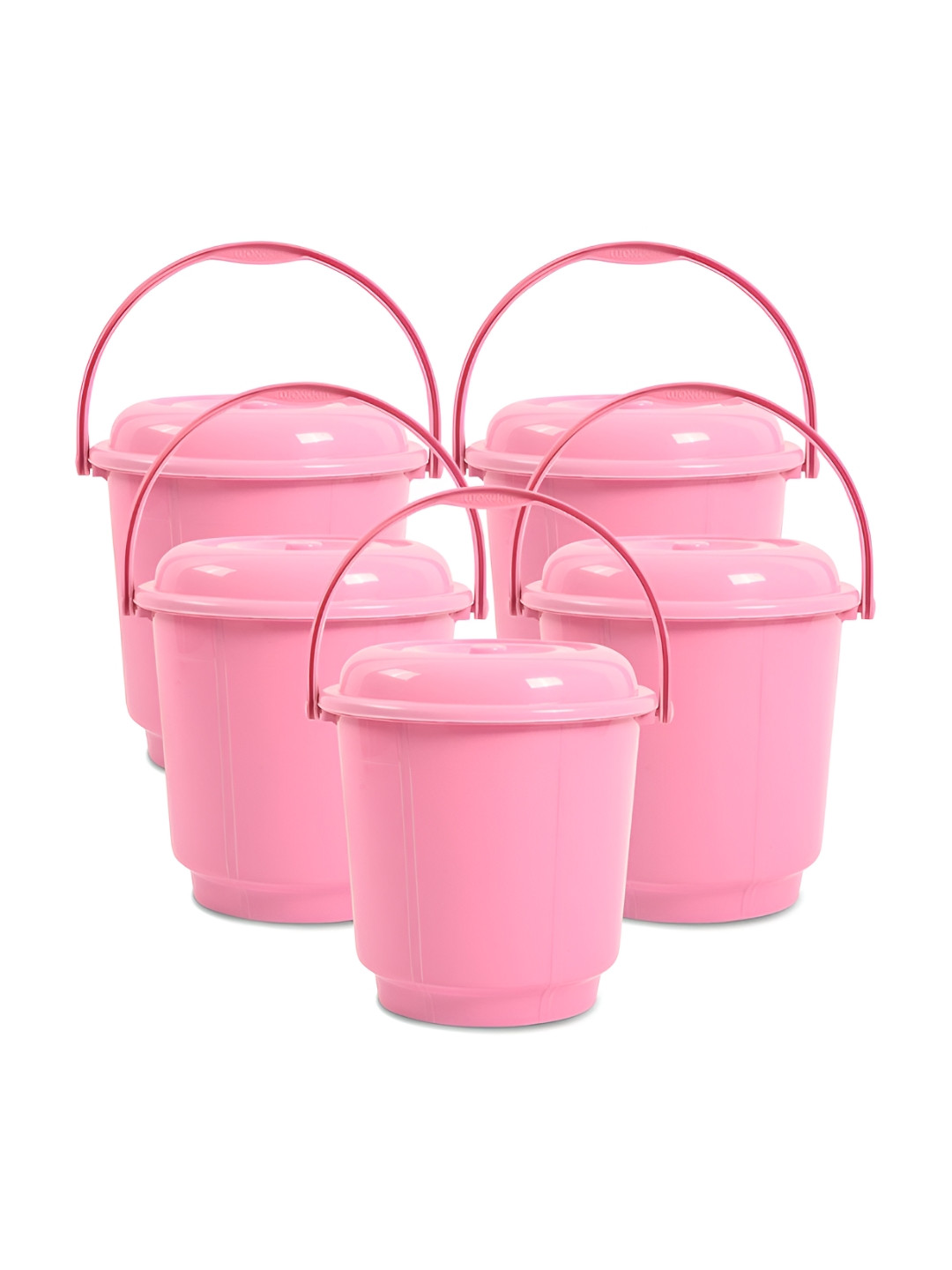 Kuber Industries Pink 5 Pieces Buckets With Lid 18L Each