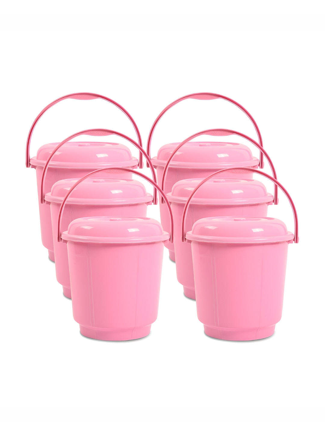 Kuber Industries Pink 6 Pieces Buckets With Lid 18L each