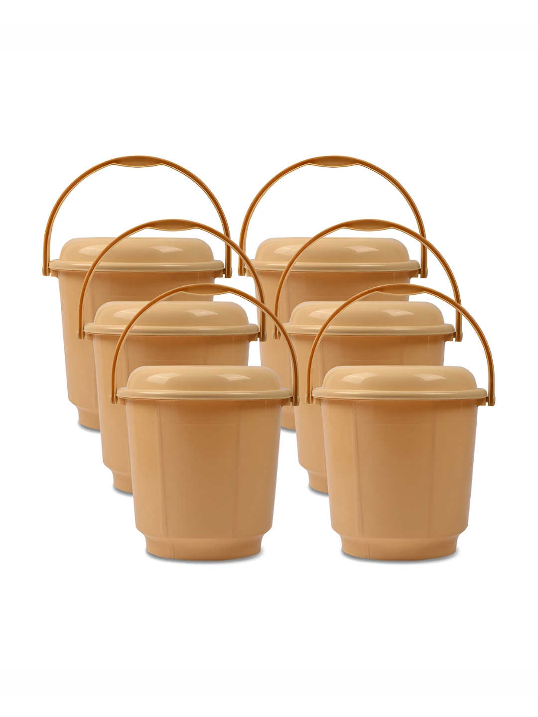 Kuber Industries Cream 6 Pieces Buckets With Lid 18L each