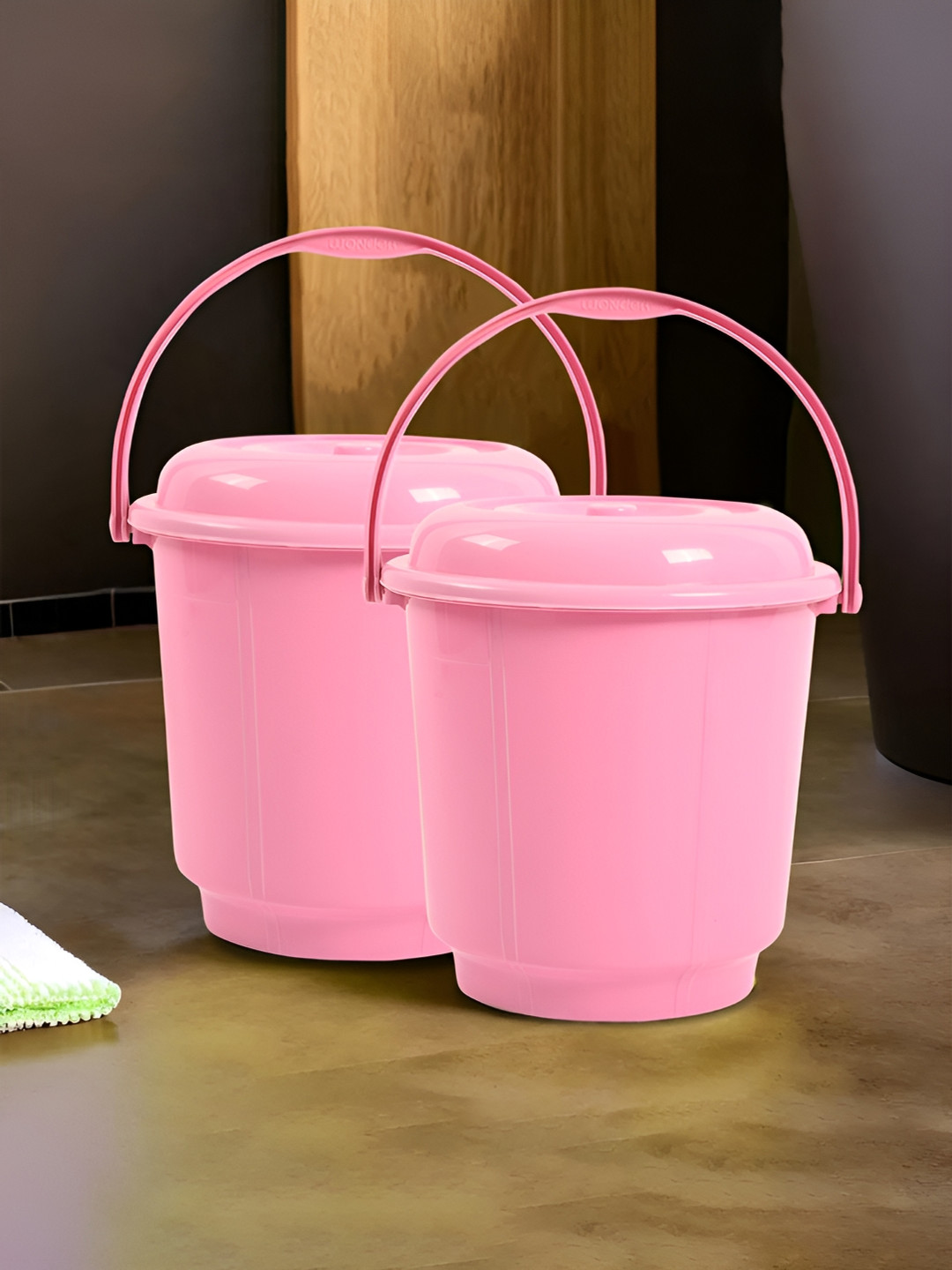 Kuber Industries Pink 2 Pieces Bucket with Lid 18 L