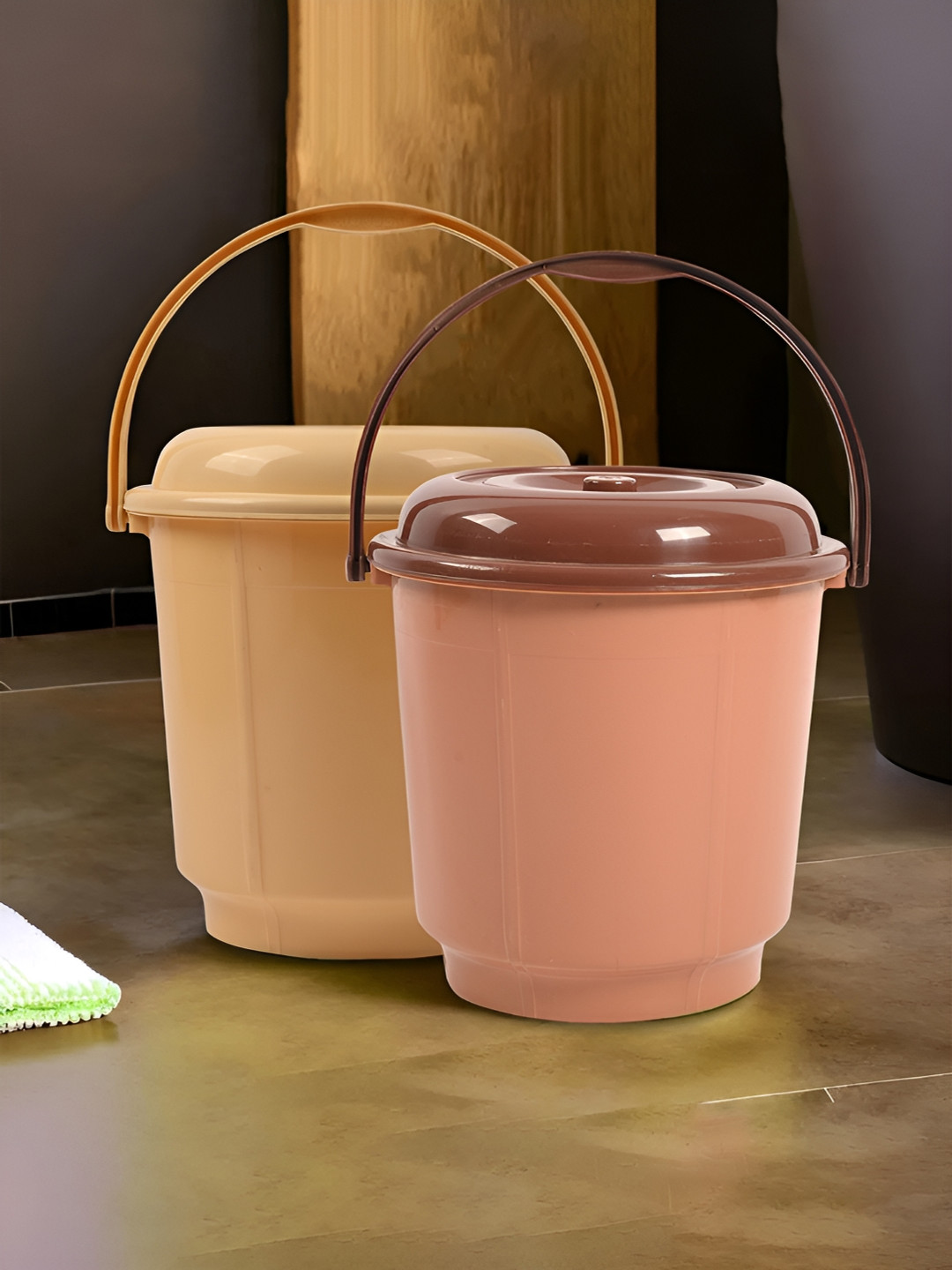Kuber Industries Cream-Coloured & Coffee Brown 2 Pcs Bath Accessories Set