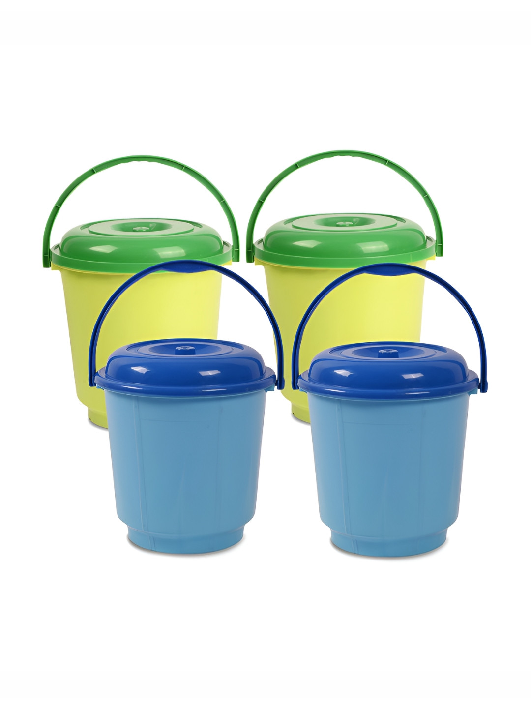 Kuber Industries Green & Blue 4 Piece Buckets With Lid 18L each