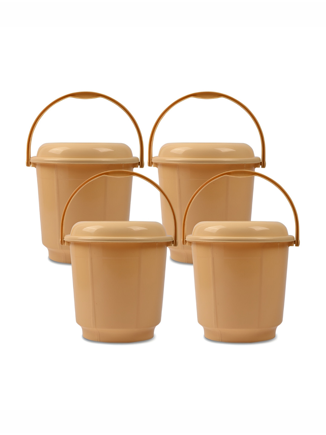 Kuber Industries Cream-Coloured 4 Pieces Buckets With Lids 18 L Each
