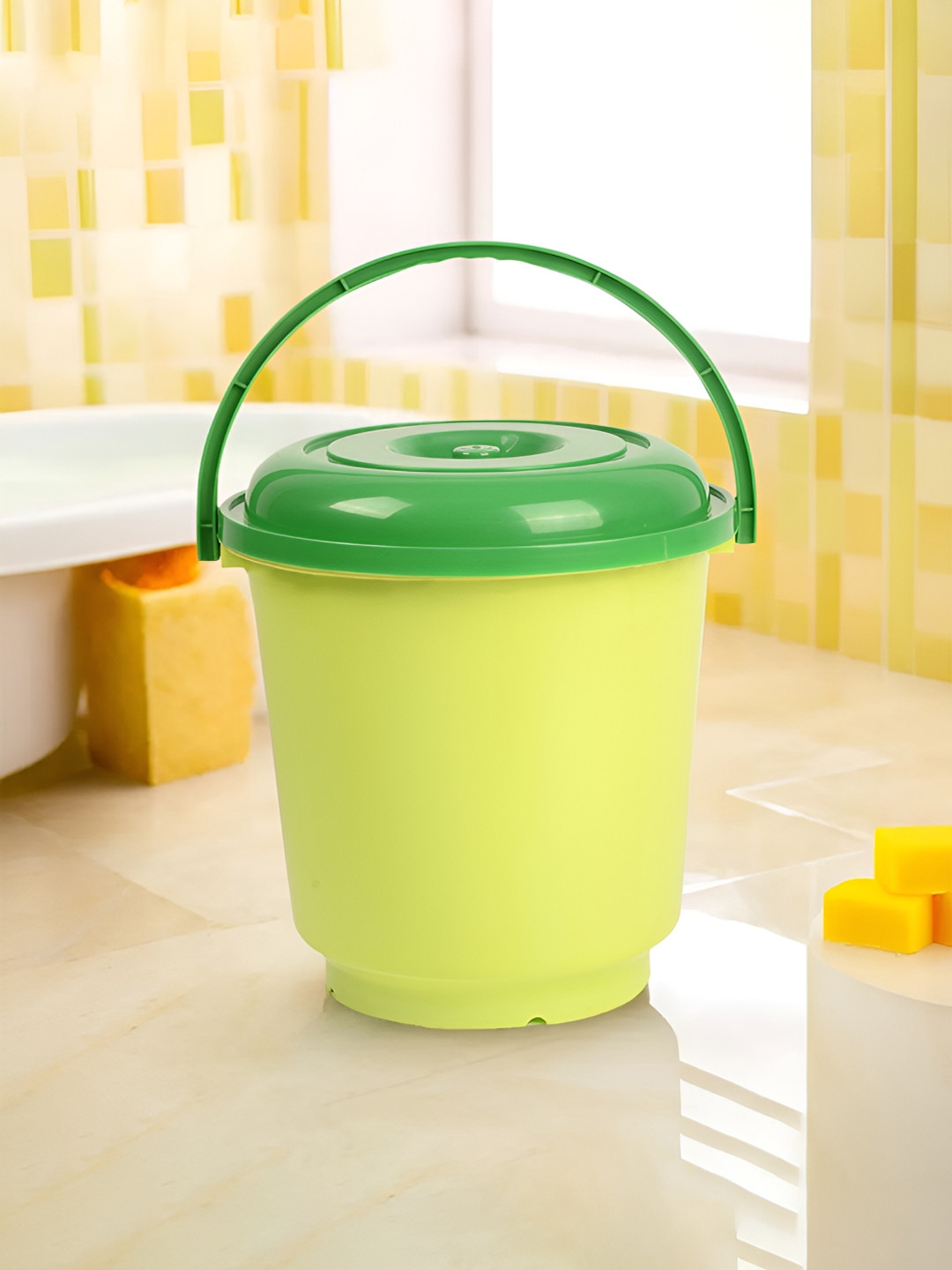 Kuber Industries Green & Yellow Bath Accessories Set 18L