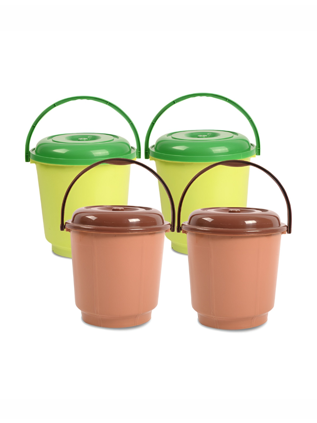 Kuber Industries Green & Yellow 4 Pieces Bath Accessories Set 18L Each