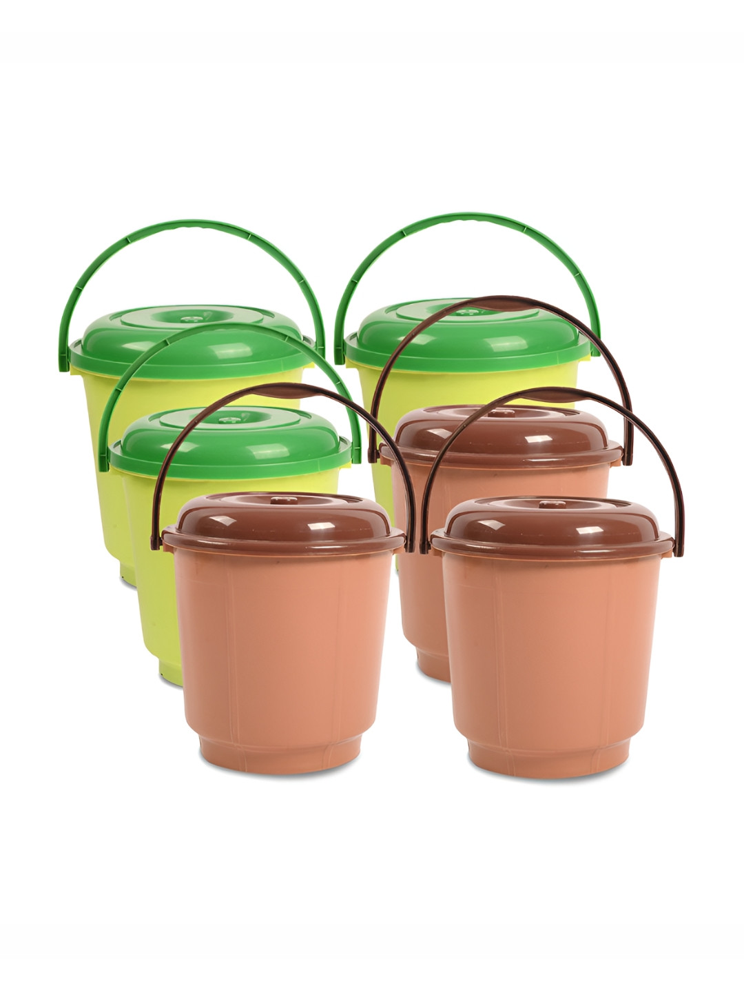 Kuber Industries Green & Brown 6 Pieces Bath Accessories Set 18Ltr
