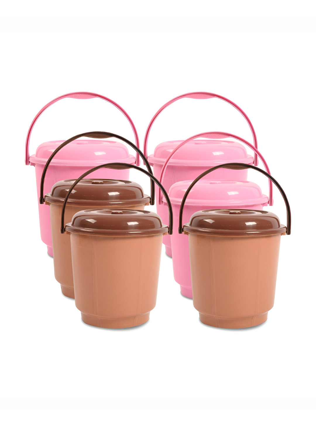 Kuber Industries Pink & Coffee Brown 6 Pieces Bath Accessories Set