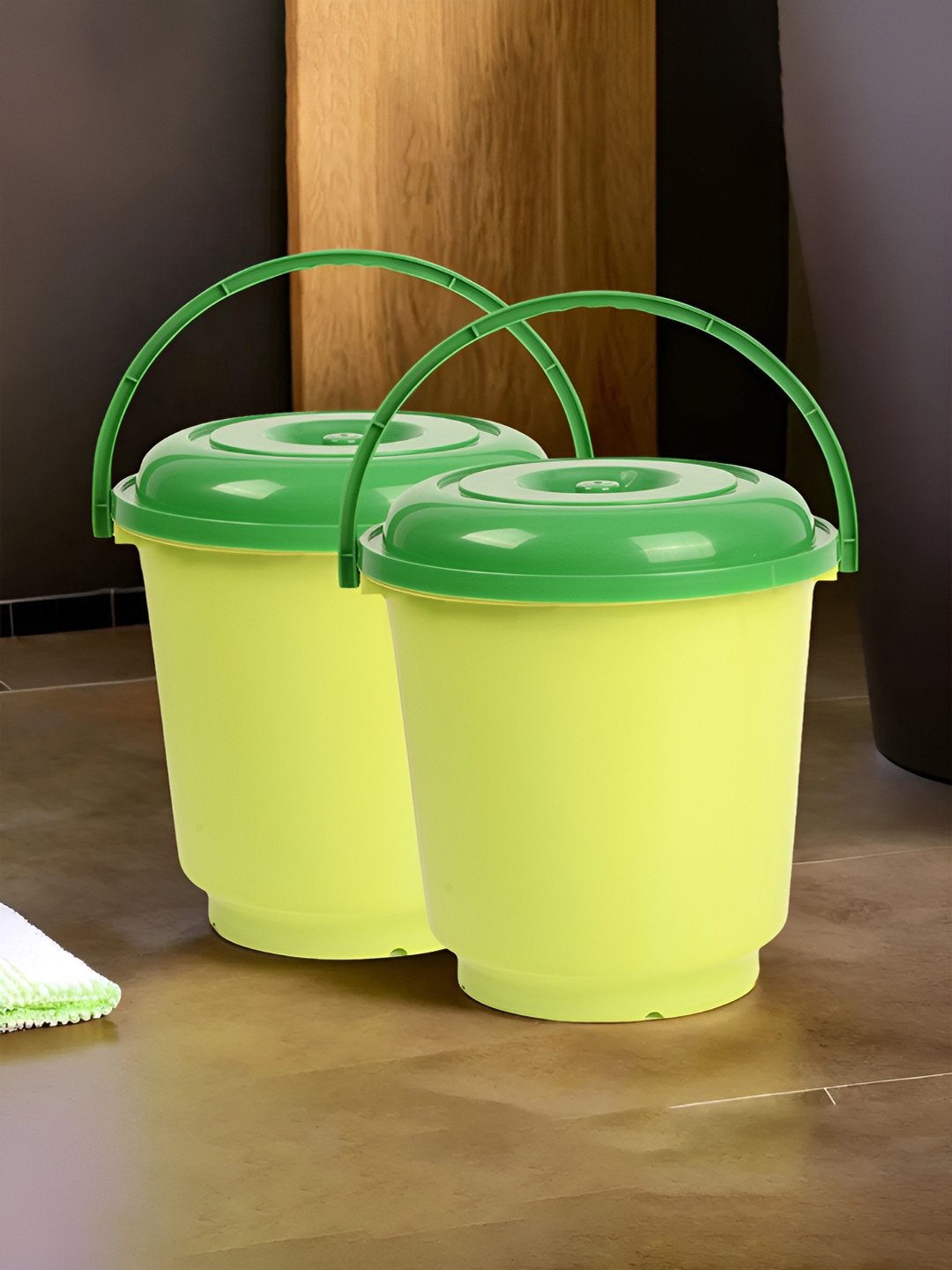 Kuber Industries Green 2 Pieces Buckets With Lid 18L each