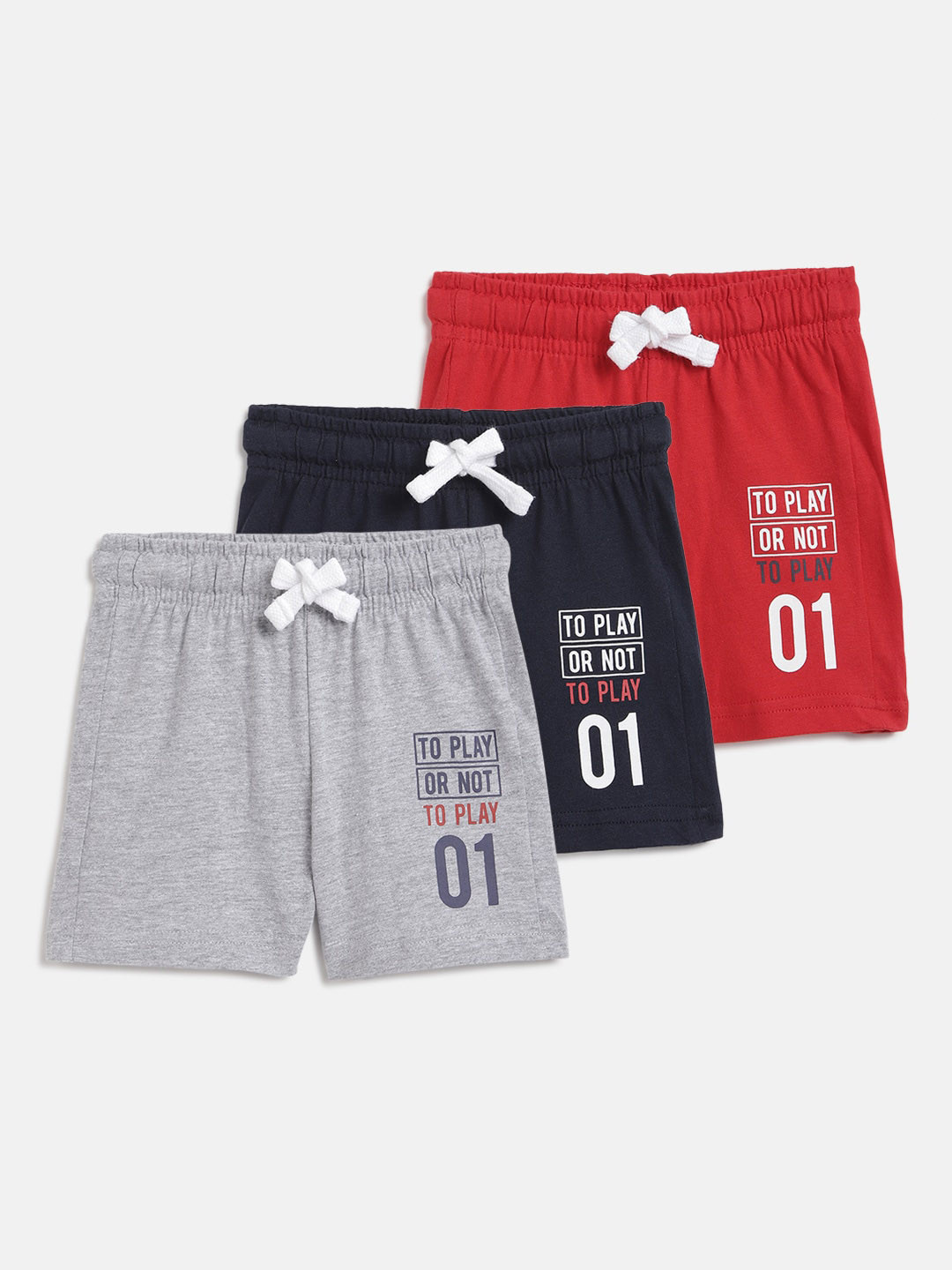 Chicco Boys Pack Of 3 Typography Printed Cotton Shorts