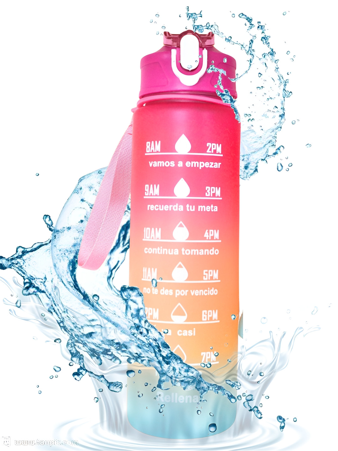 WELOUR Pink 2 Pieces Plastic Printed Water Bottles 900 ml Each