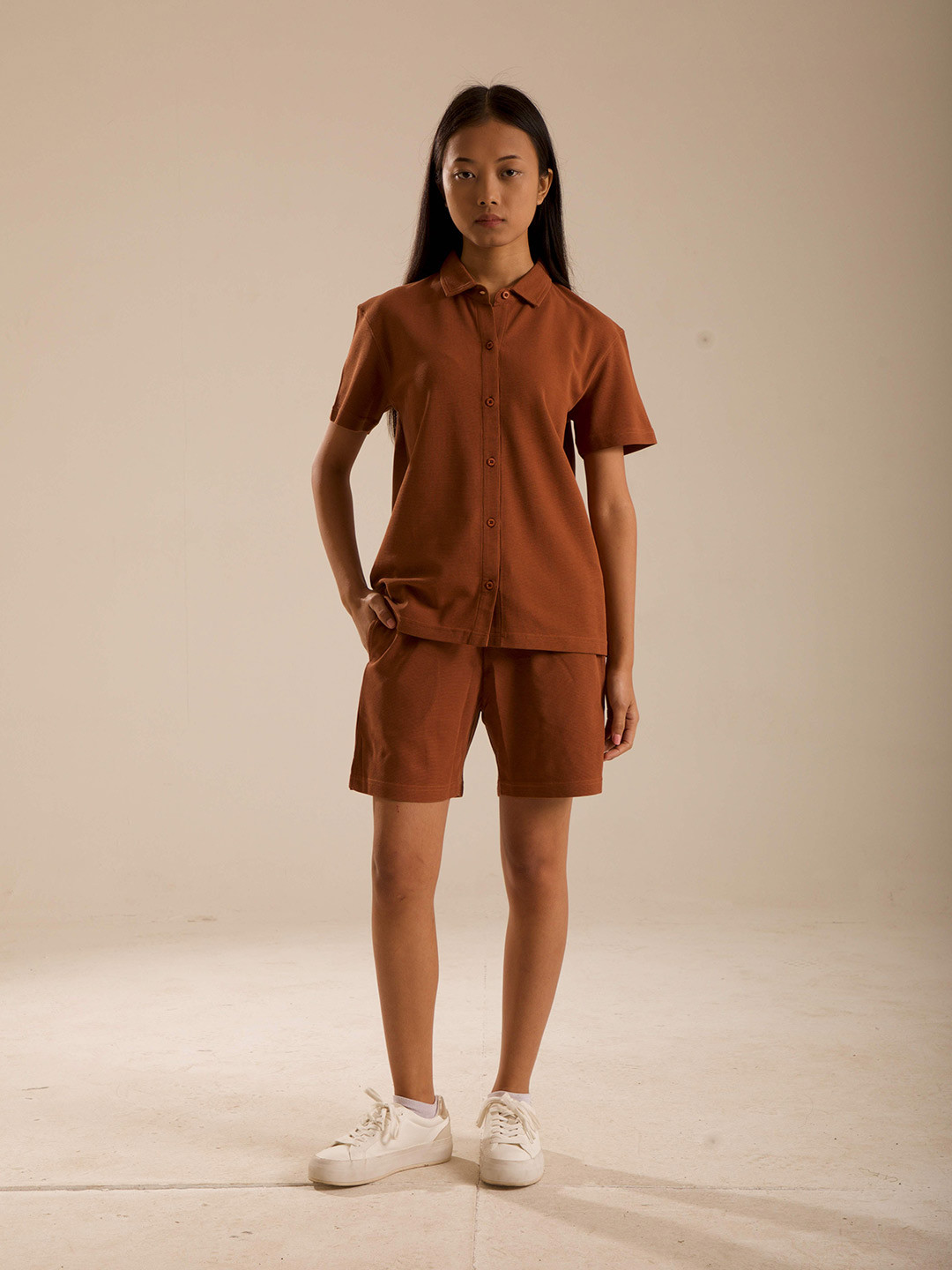 ONEWAY Self Design Shirt & Shorts Co-Ords