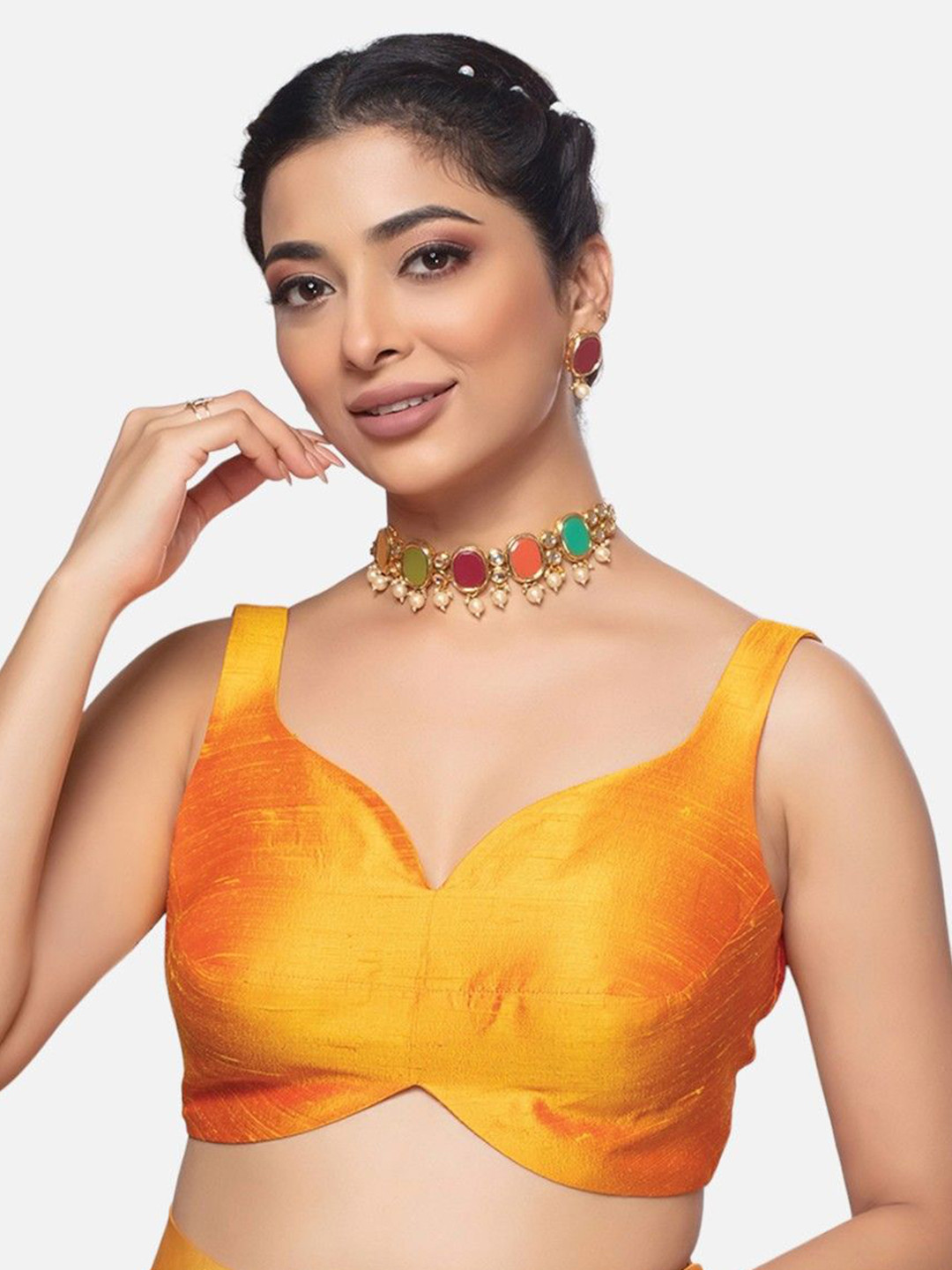 neckbook Sweetheart Neck Sleeveless Silk Saree Blouse