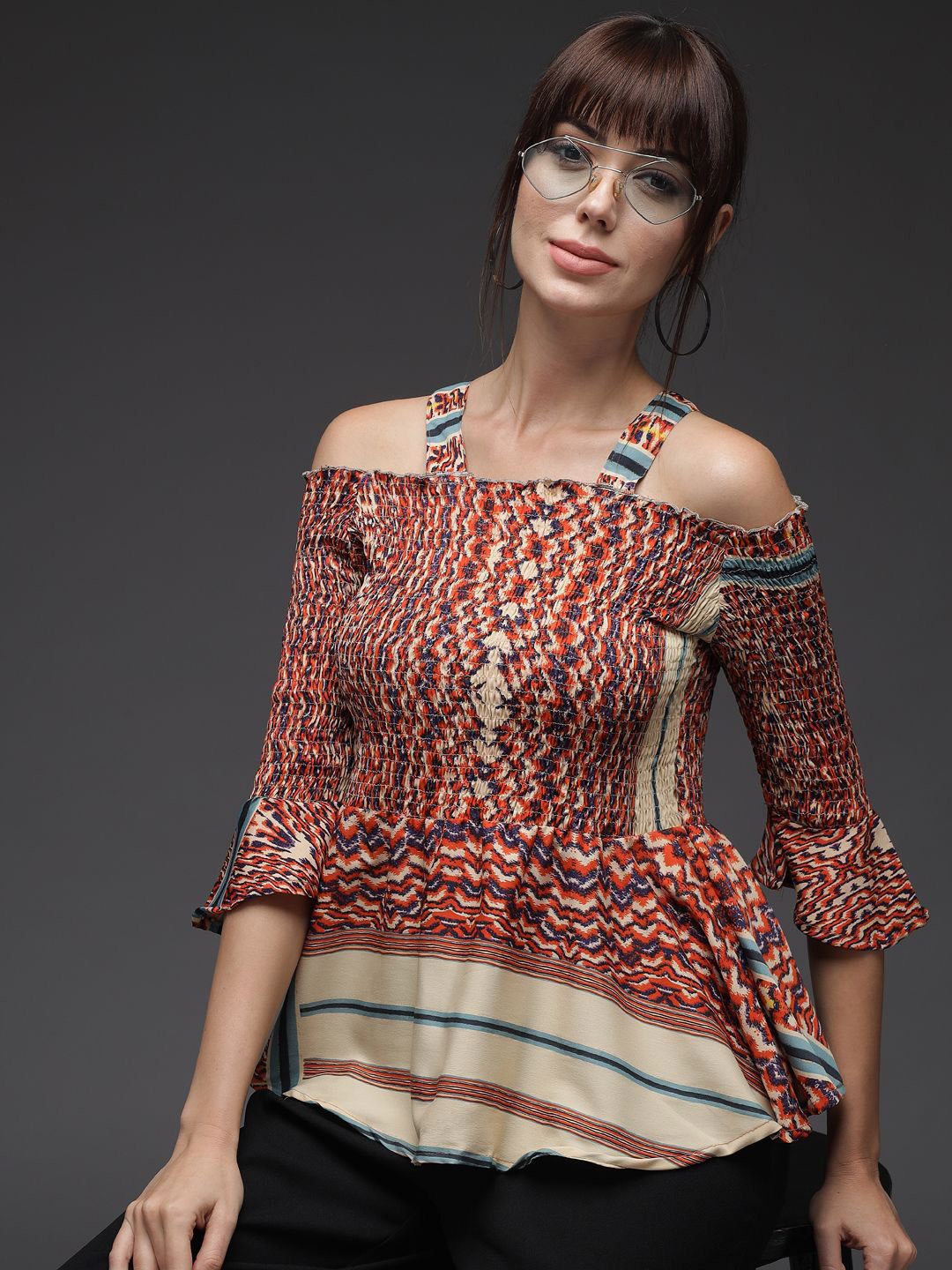 TANDUL Women Printed Shoulder Straps Cotton Top