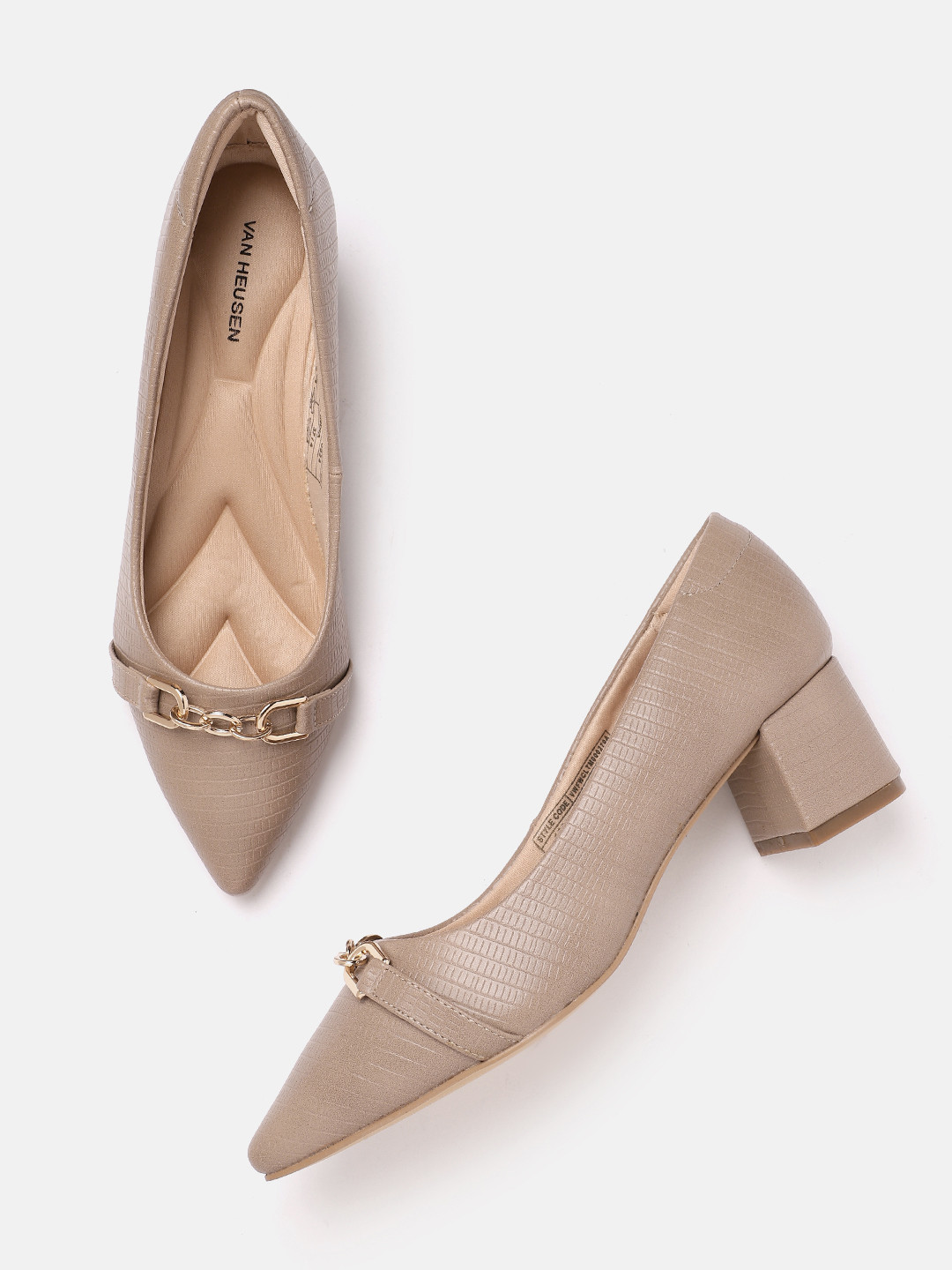 Van Heusen Snake Skin Textured Block Heel Pumps