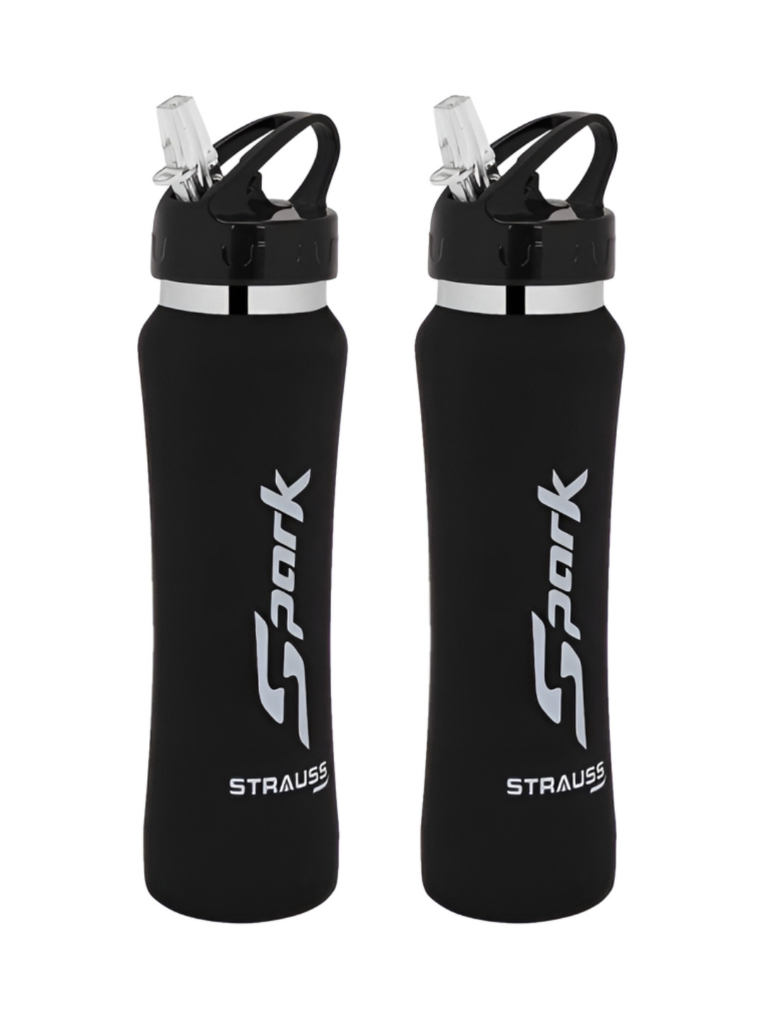 STRAUSS Black Typography Stainless Steel 2 Piece Sipper - 750ml