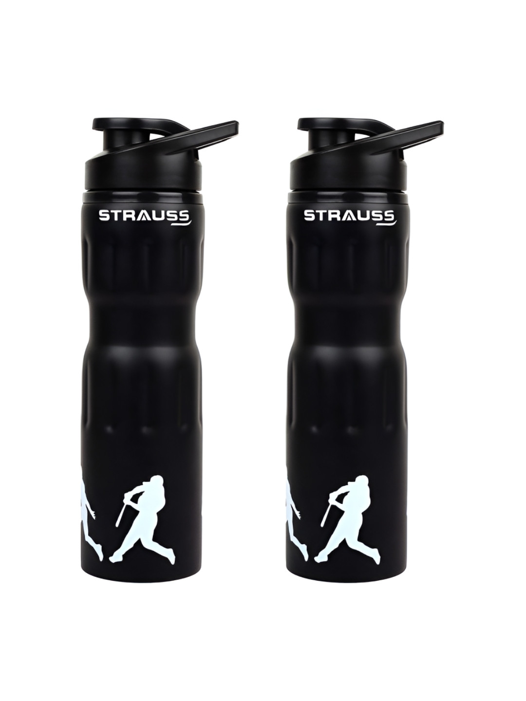 STRAUSS Black Typography Stainless Steel Light-weight 2 Piece Sipper - 750ml