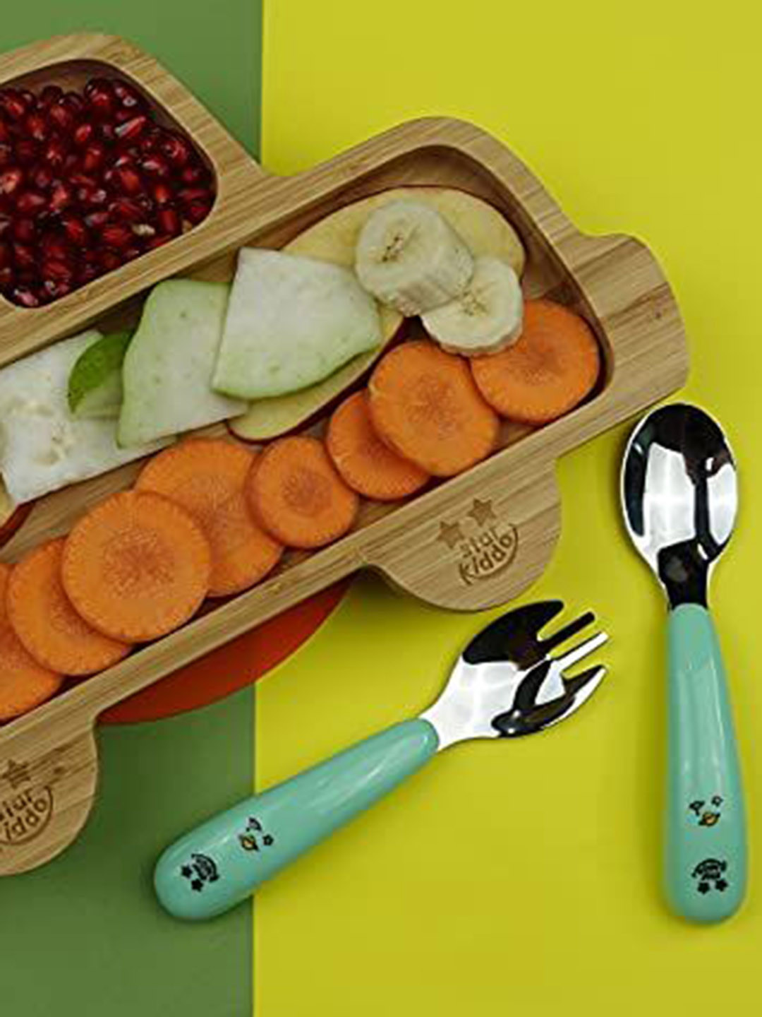 Starkiddo Kids Green Steel Cutlery Set