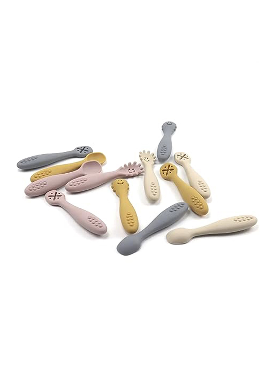 Starkiddo Kids Beige 3 Pieces Silicon Cutlery Set