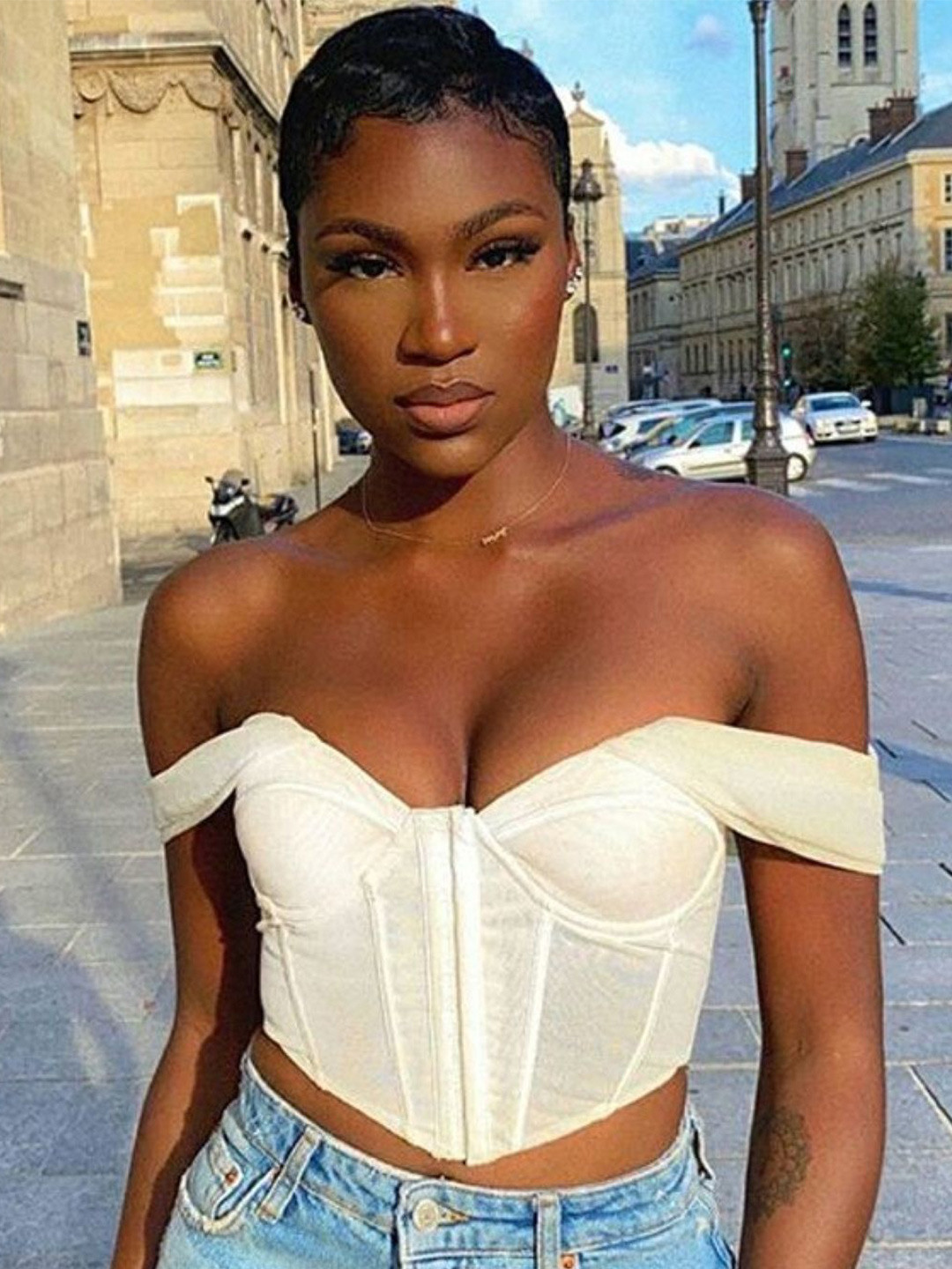 StyleCast Styled Off Shoulder Corset Top