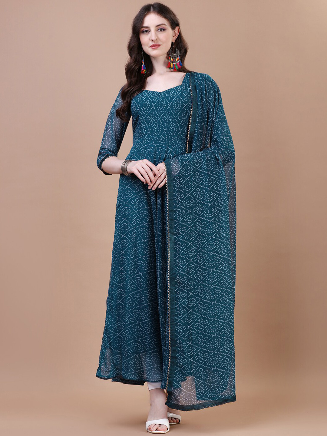 PMD Fashion Sweetheart Neck Gotta Patti Georgette Anarkali Kurta With Dupatta