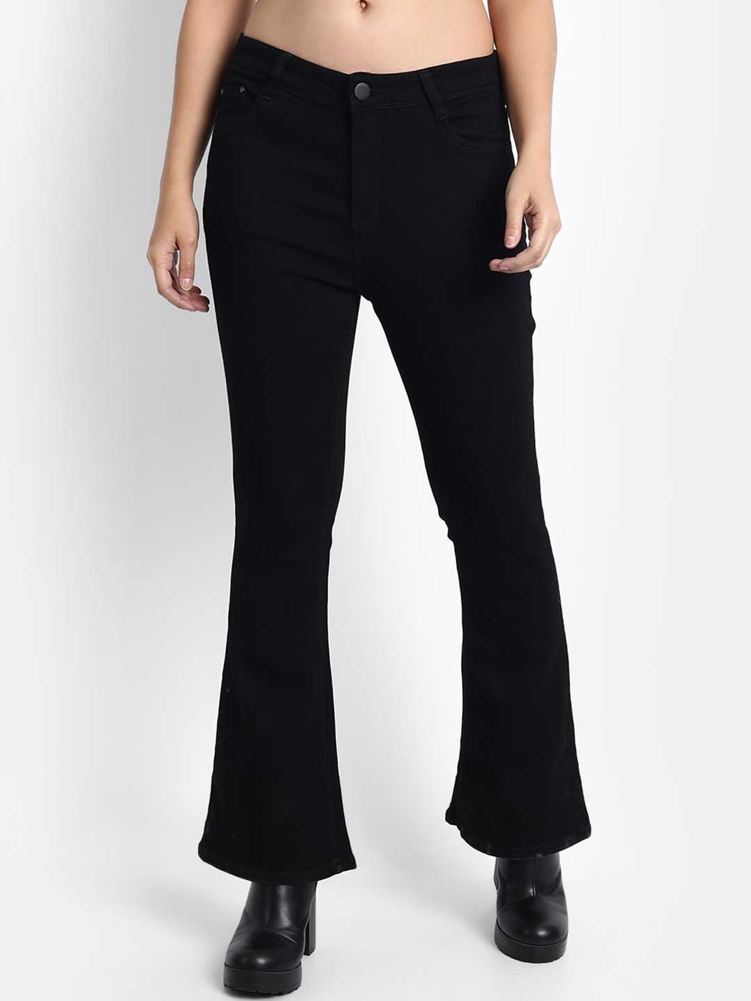 BROADSTAR Women Smart Bootcut Low-Rise Clean Look Stretchable Jeans