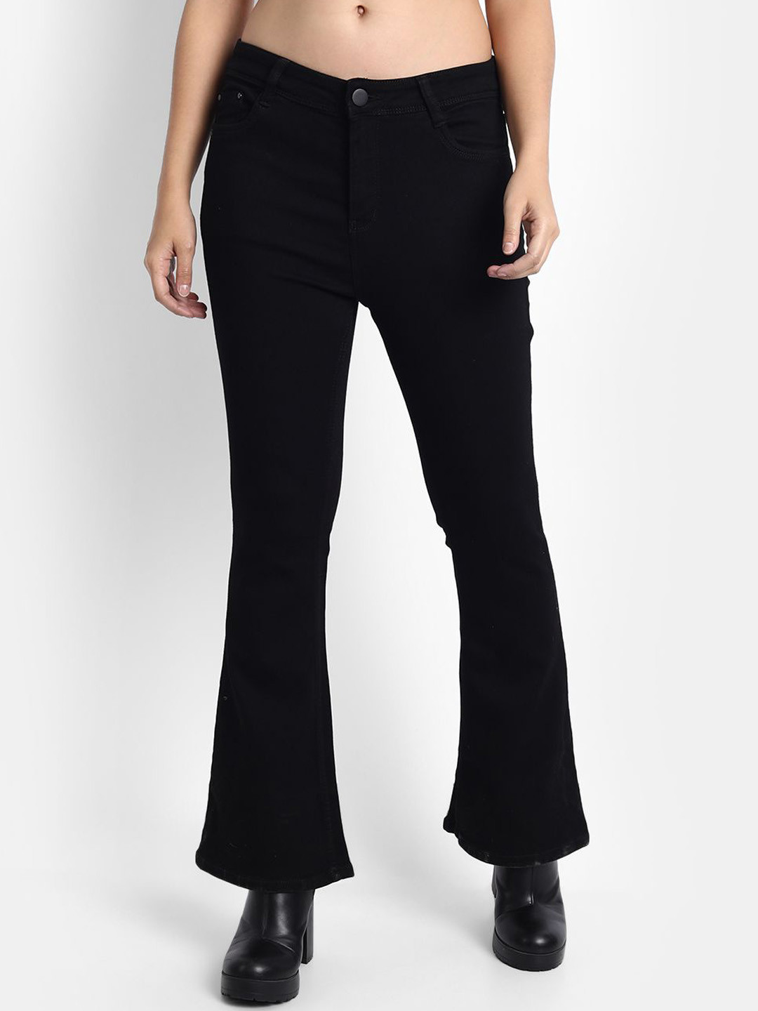 BROADSTAR Women Smart Bootcut Low-Rise Clean Look Stretchable Jeans