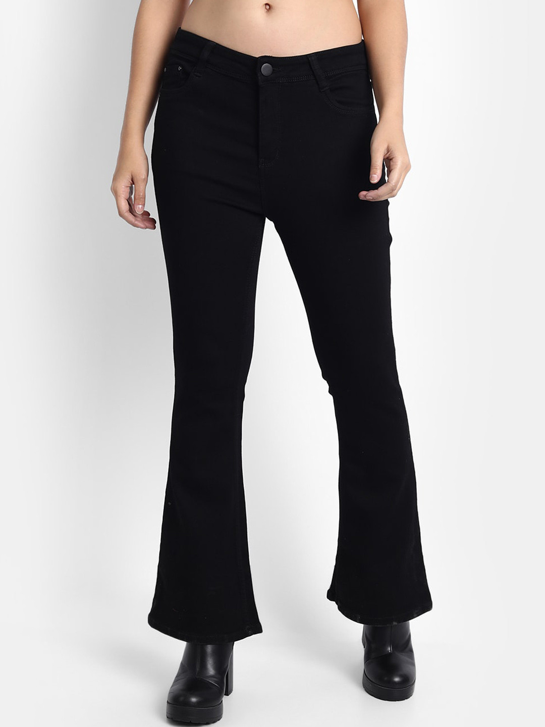 Next One Women Smart Bootcut Low-Rise Stretchable Clean Look Cotton Jeans