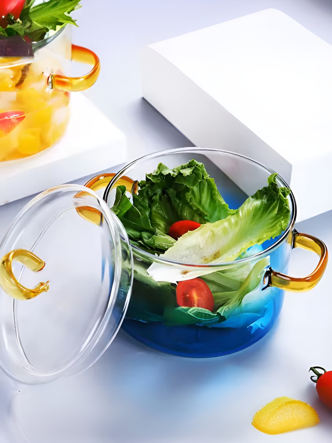 UMAI Transparent Glass Tope With Lid & Handle-1.45L