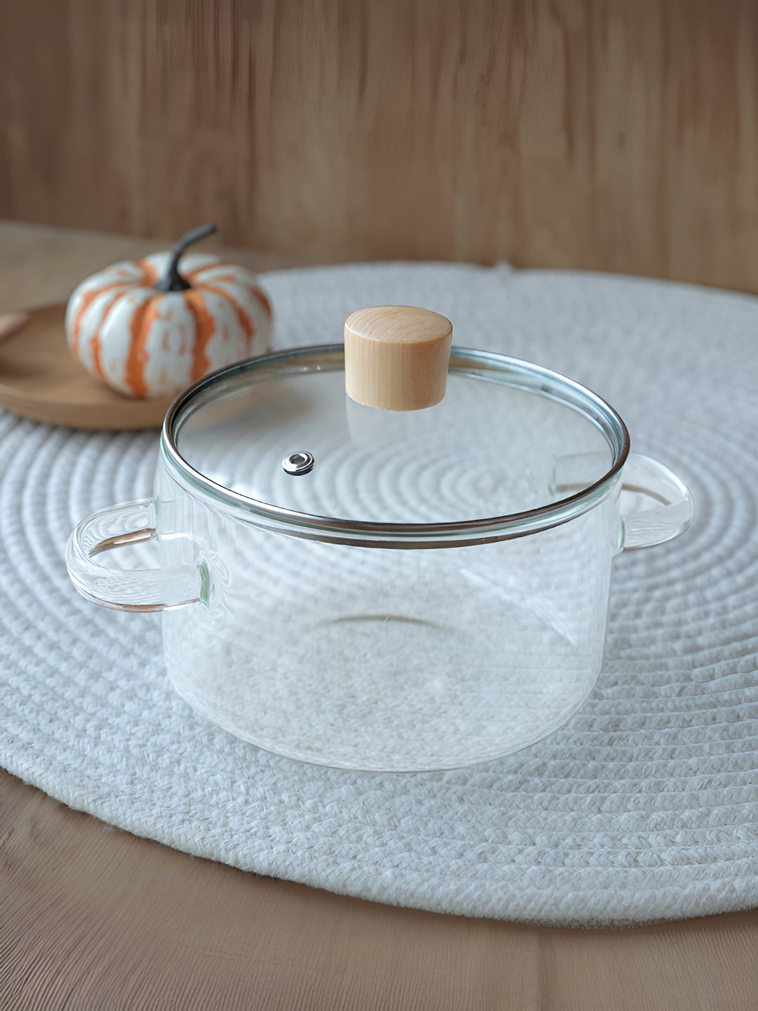 UMAI Transparent Glass Saucepan With Lid & Handle