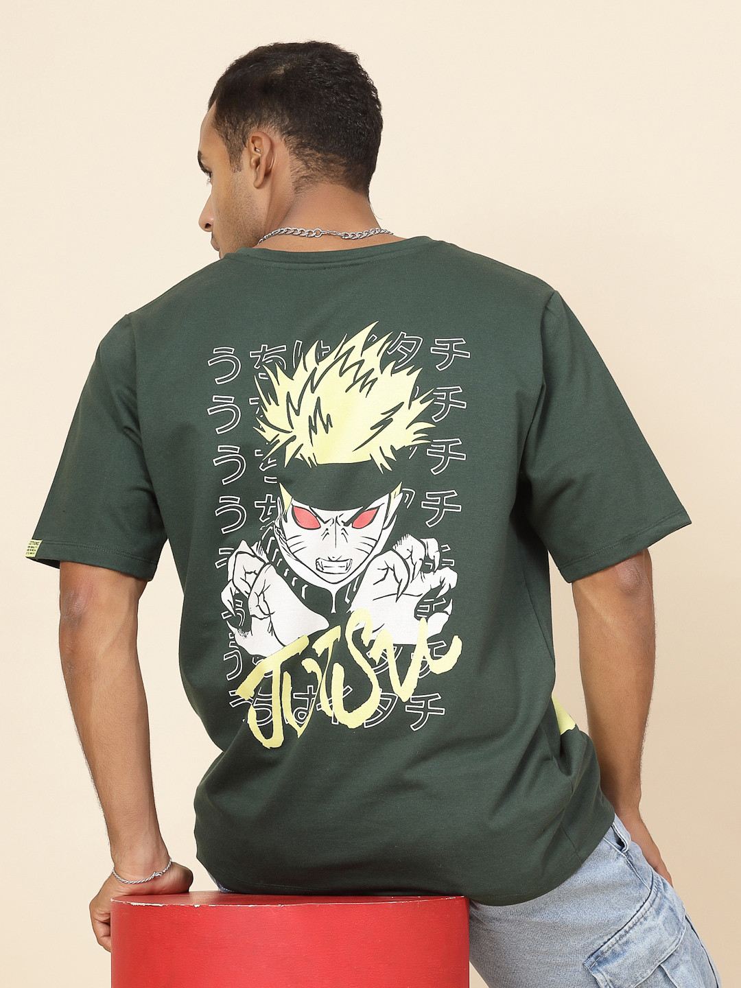 Rigo Naruto Printed Oversized Cotton T-shirt
