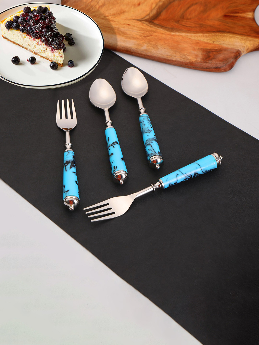 THE HOME CO. Blue 12 Pieces Stainless Steel Spoon & Fork Cutlery Set