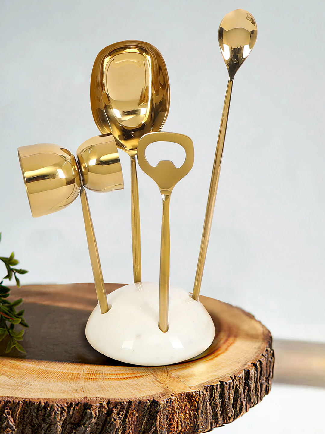 THE HOME CO. Gold-Toned 4 Pcs Stainless Steel Barware Tool Set