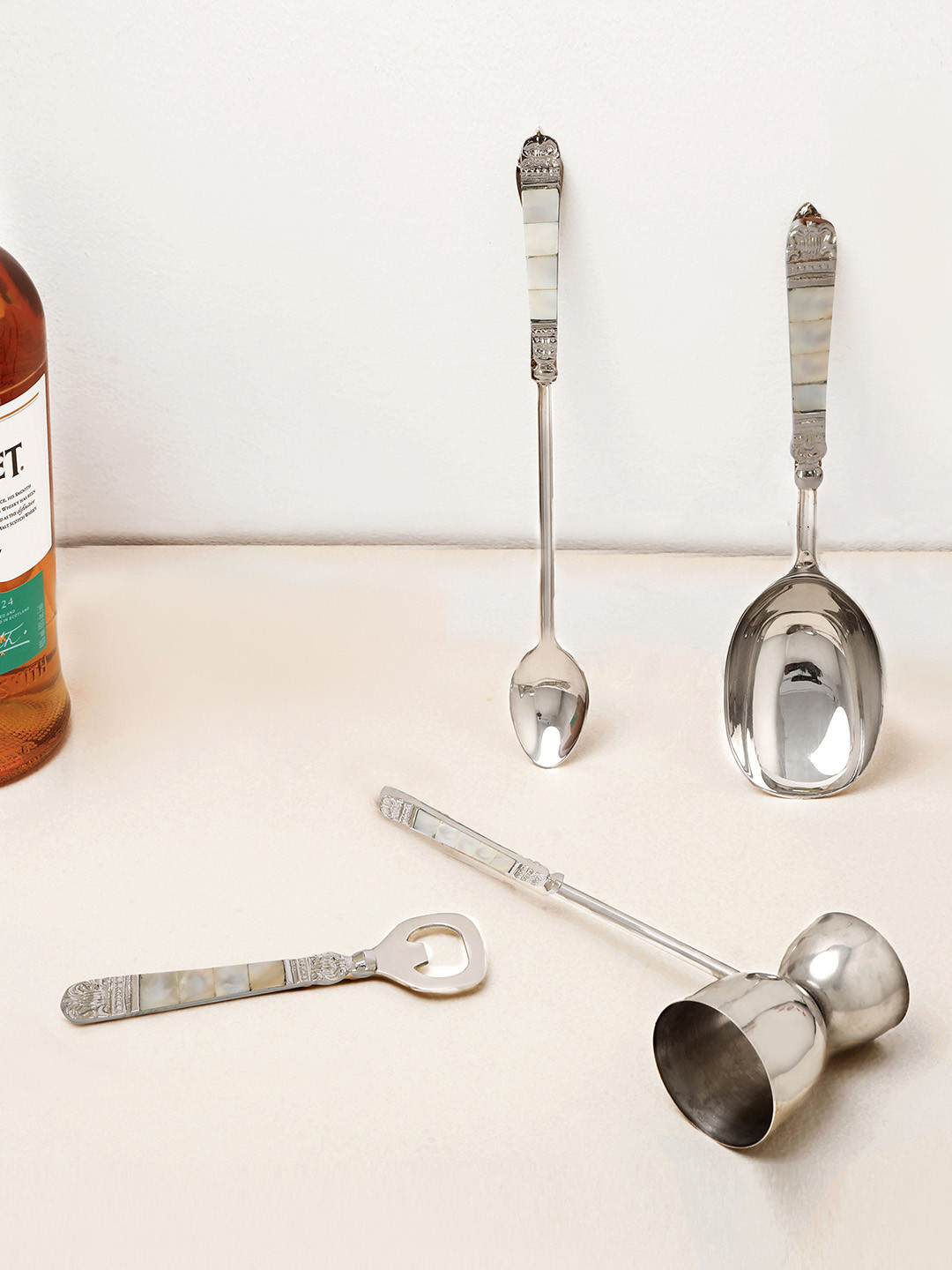 THE HOME CO. Grey 4-Pieces Stainless Steel Barware Tool Sets